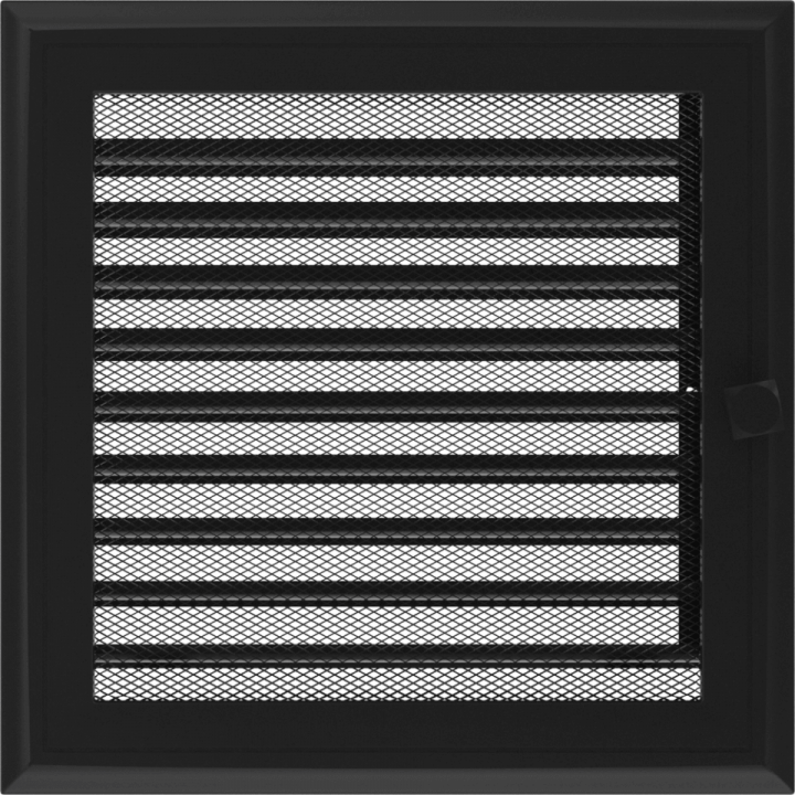 Вентиляционная решетка Kratki 22х22 Оскар черная стандарт с жалюзи