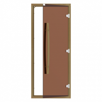 Комплект двери с 'бронзовым' стеклом SAWO 742-4SGD-1 (с порогом, кедр, изогнутая ручка)