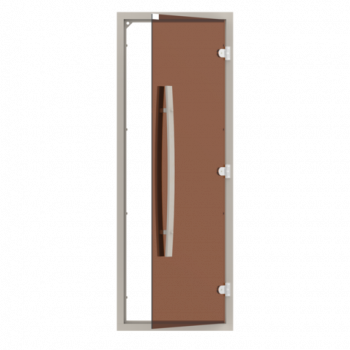 Комплект двери SAWO 741-4SGA-1 с 'бронзовым' стеклом (осина, с порогом, изогнутая ручка)