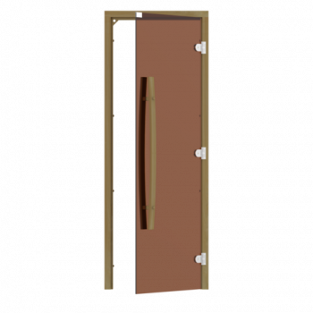 Комплект двери с 'бронзовым' стеклом SAWO 741-3SGD-R-1 (кедр, без порога, правая, изогнутая ручка)